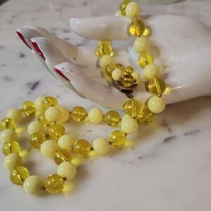 Vintage | Yellow Lucite Beaded Necklace 36"